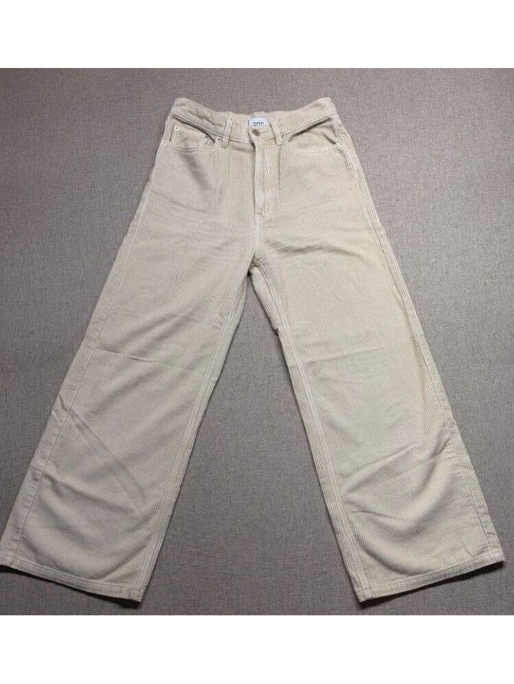 BDG High & Wide Corduroy Pants Beige Cream High Rise Wide Leg Womens Size 28